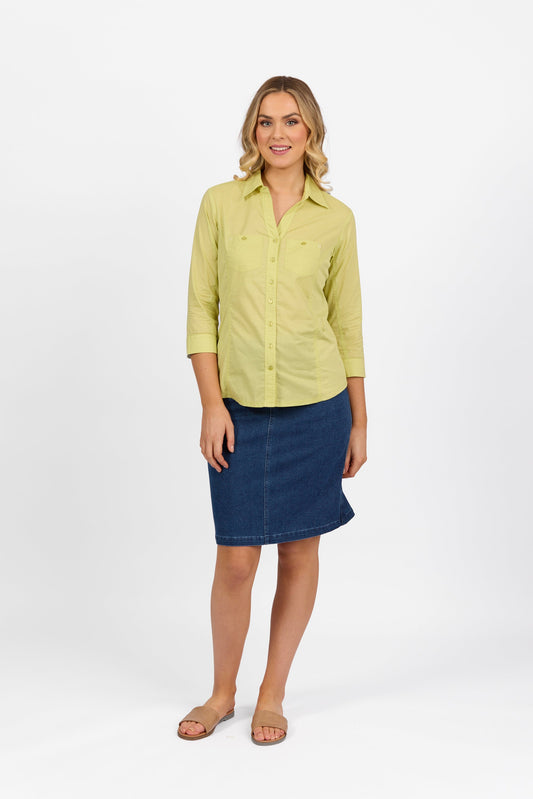 4032 Apple - Plain Button Up Shirt with Rib Panels - Vassalli