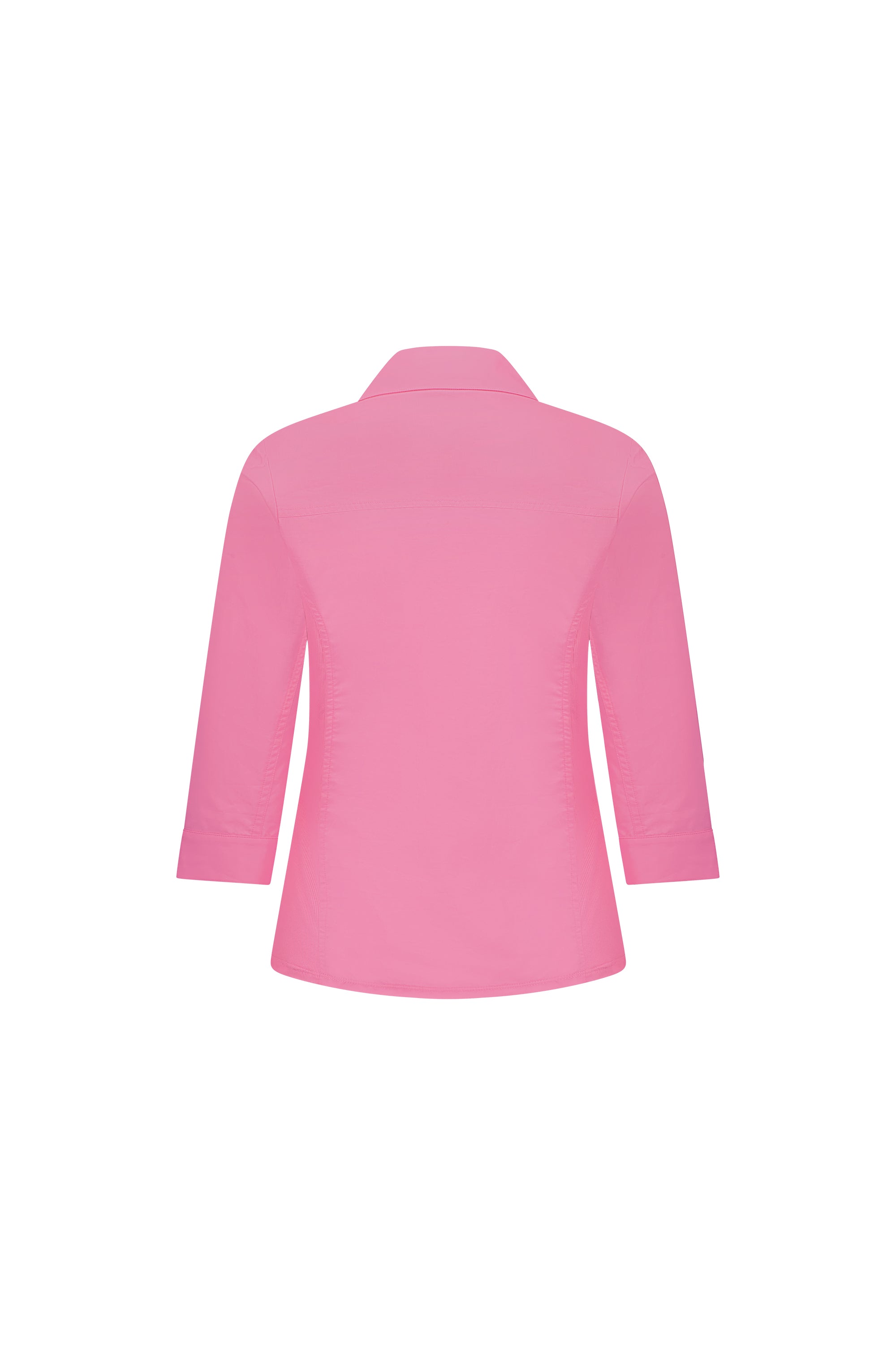 4032 Flamingo - Plain Button-Up Shirt with Rib Panels - Vassalli
