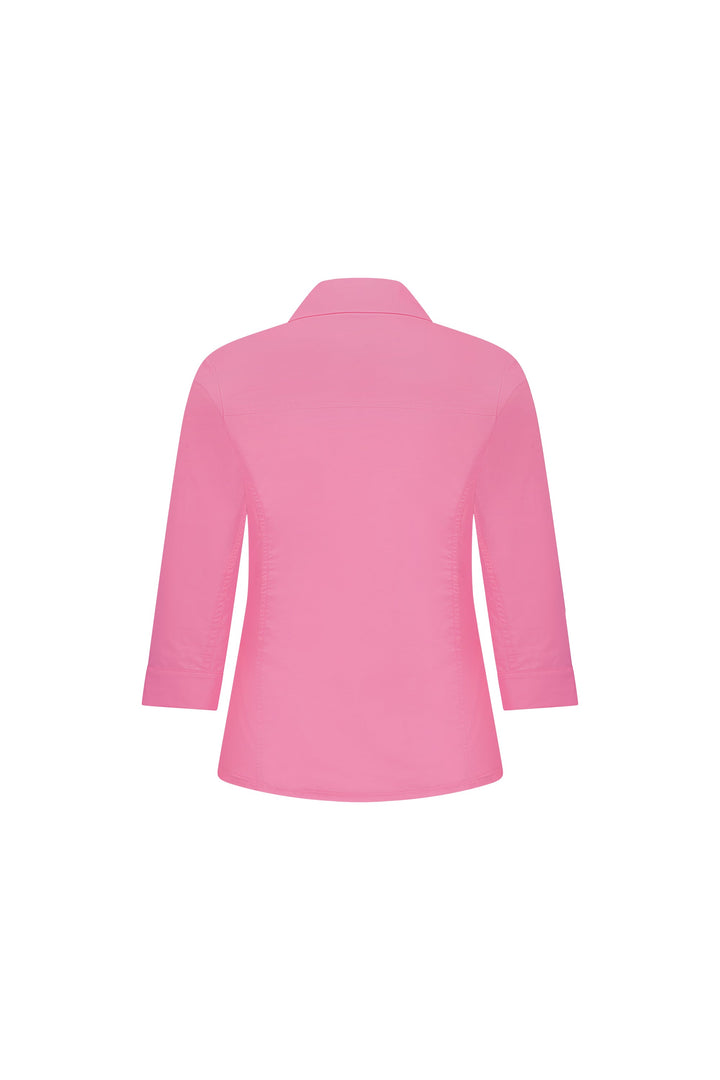 4032 Flamingo - Plain Button-Up Shirt with Rib Panels - Vassalli