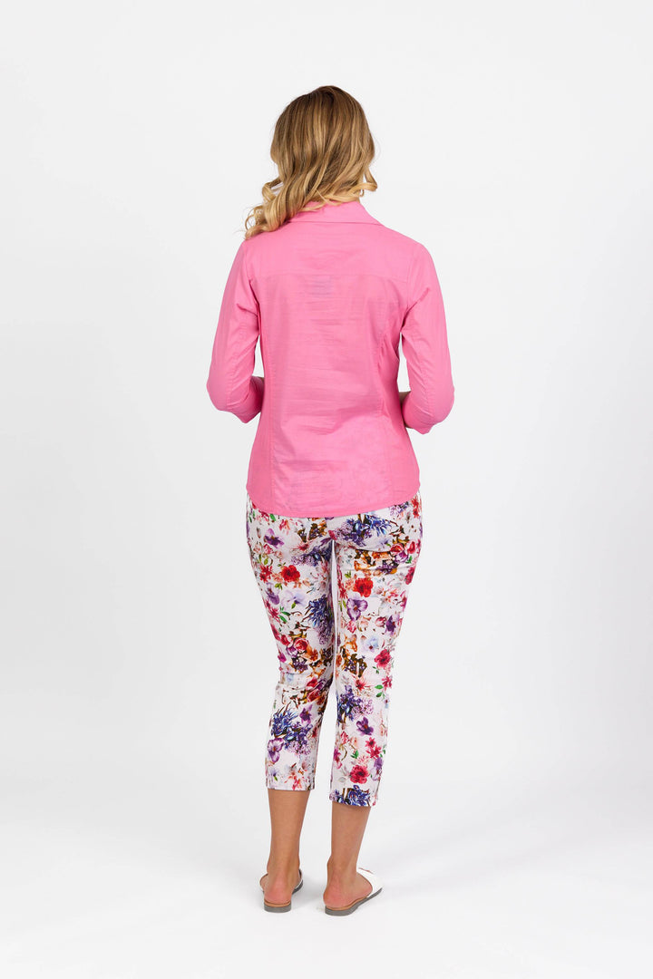 4032 Flamingo - Plain Button-Up Shirt with Rib Panels - Vassalli