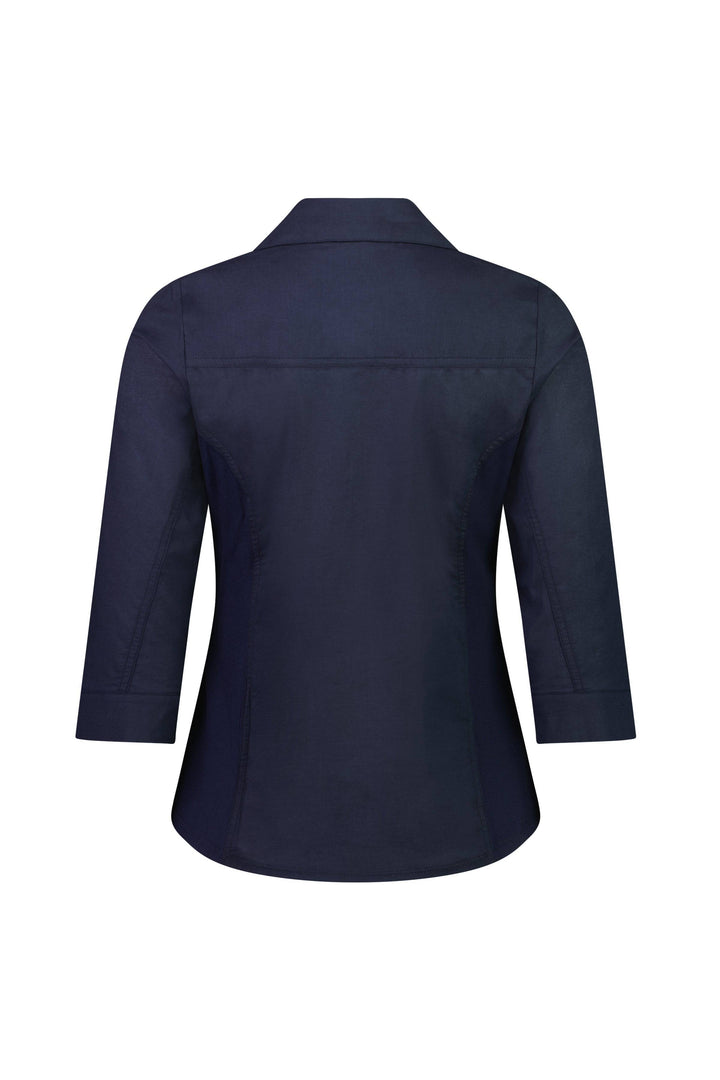 4032 Ink - Plain Button-Up Shirt with Rib Panels - Vassalli