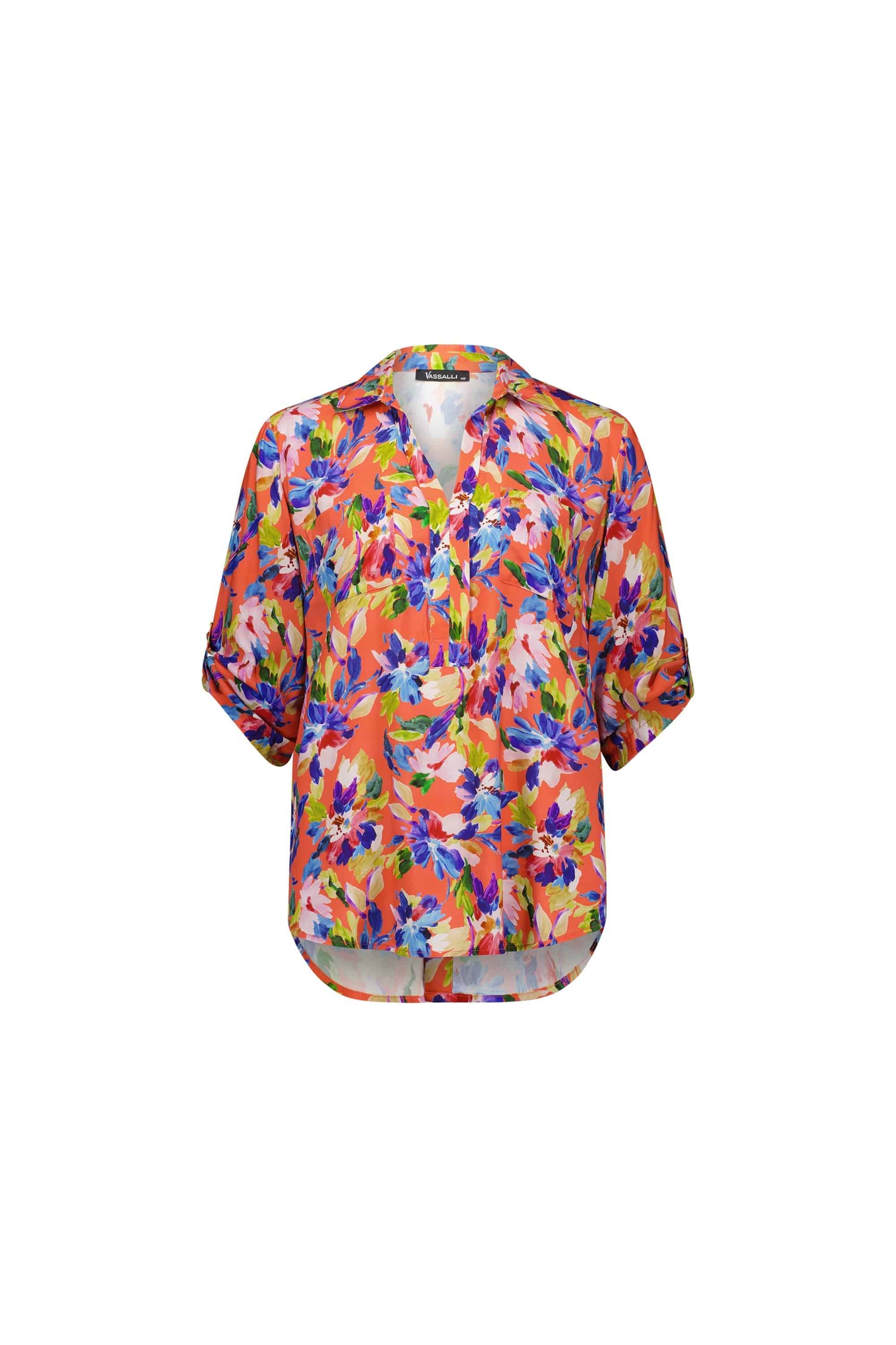 4038 Rio - Open Placket Shirt with Button Tab Sleeve - Vassalli