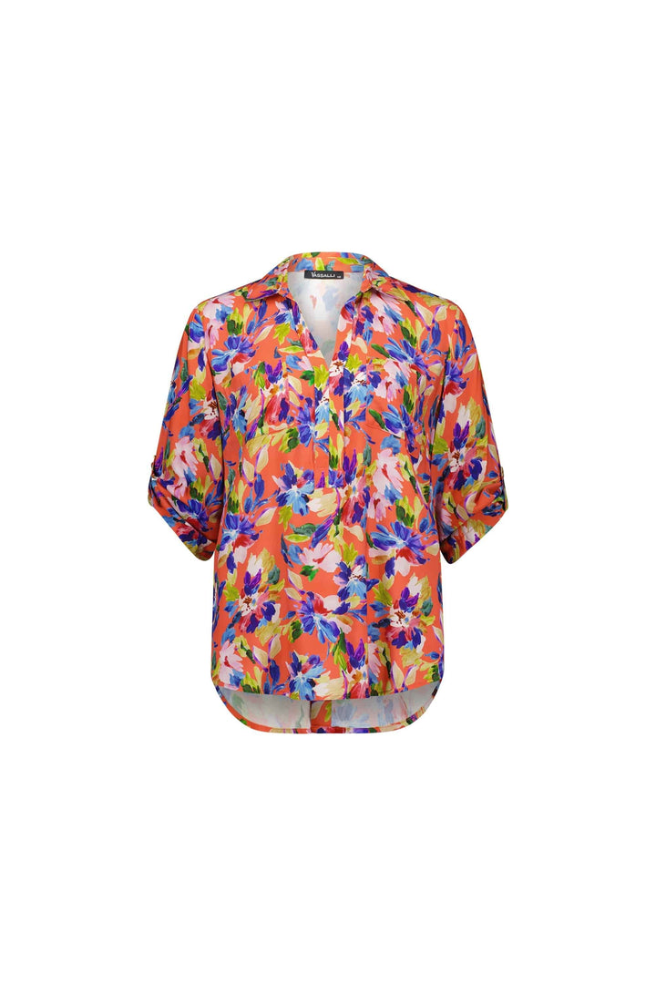 4038 Rio - Open Placket Shirt with Button Tab Sleeve - Vassalli