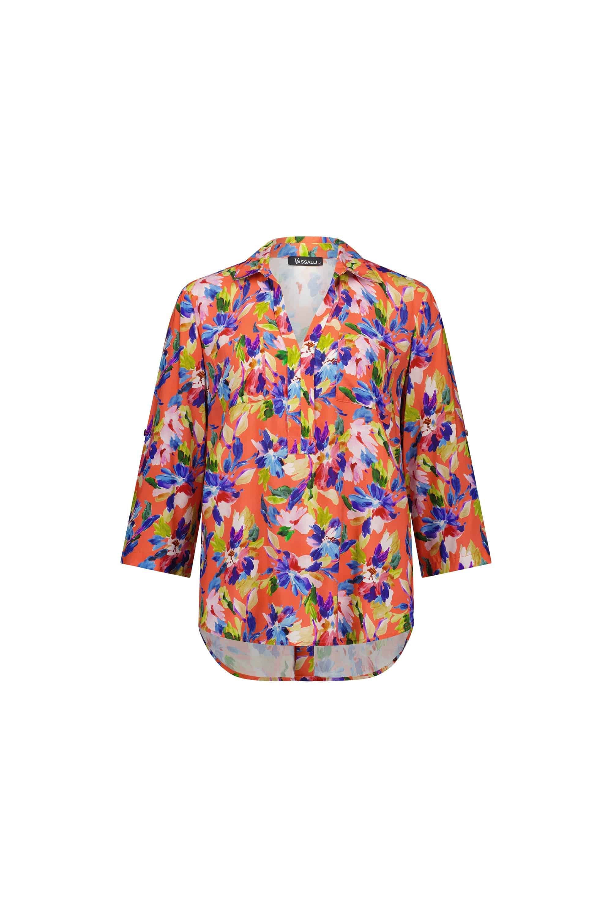 4038 Rio - Open Placket Shirt with Button Tab Sleeve - Vassalli