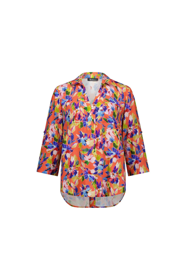 4038 Rio - Open Placket Shirt with Button Tab Sleeve - Vassalli