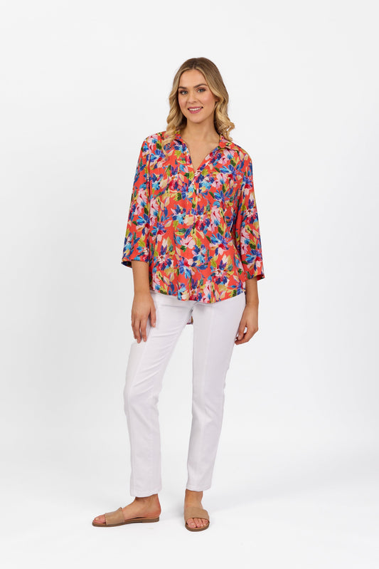 4038 Rio - Open Placket Shirt with Button Tab Sleeve - Vassalli