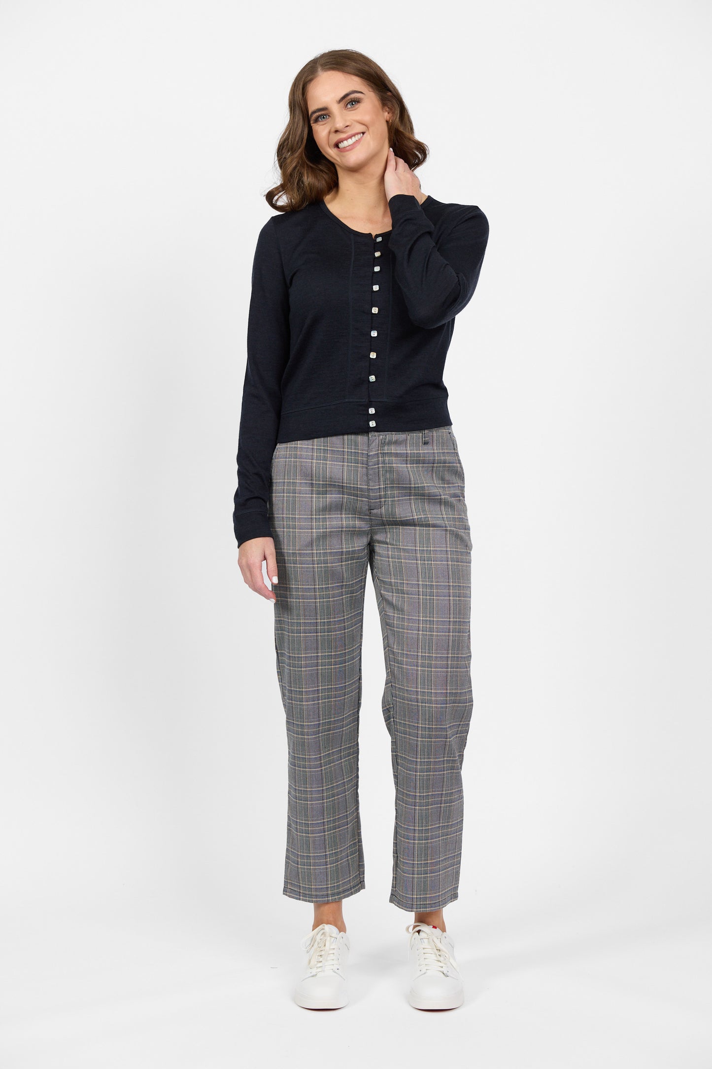 4147 Midnight - 100% Merino Cropped Cardi - Vassalli