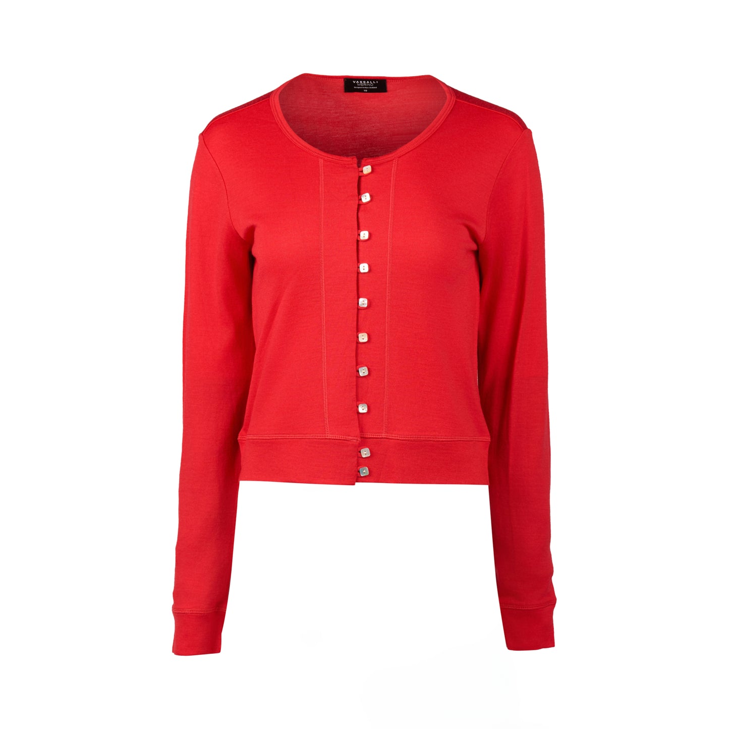 4147 Scarlet - 100% Merino Cropped Cardi - Vassalli