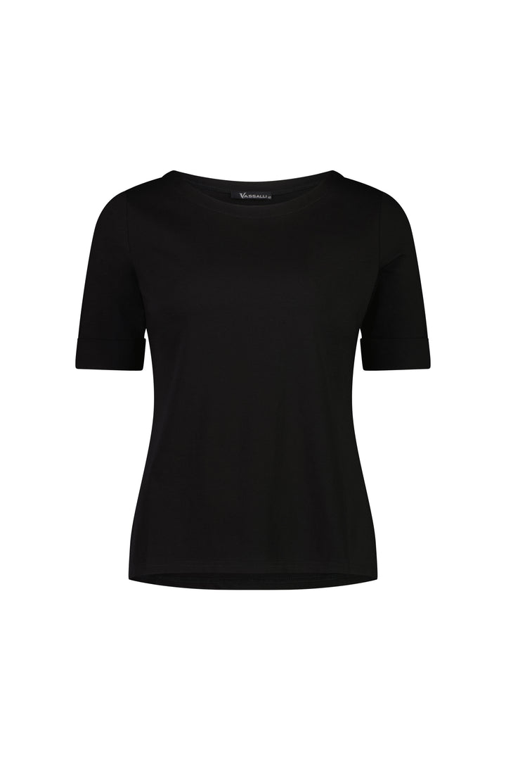 4262 Black - Boat Neck Top - Vassalli