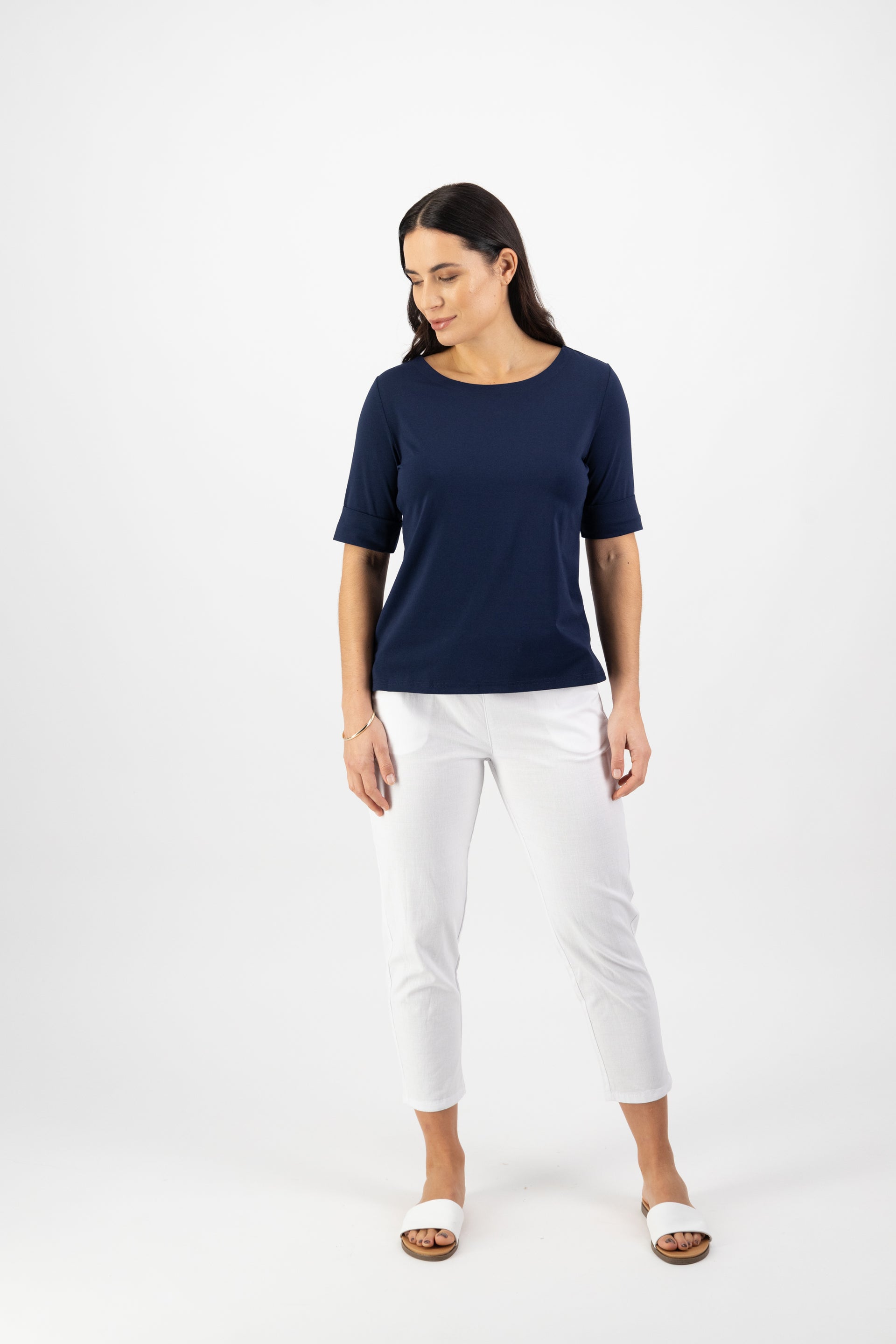 4262 Navy - Boat Neck Top - Vassalli