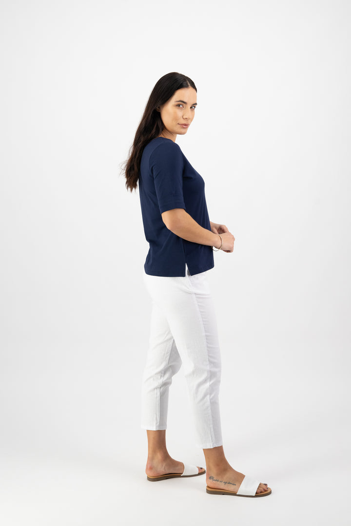 4262 Navy - Boat Neck Top - Vassalli