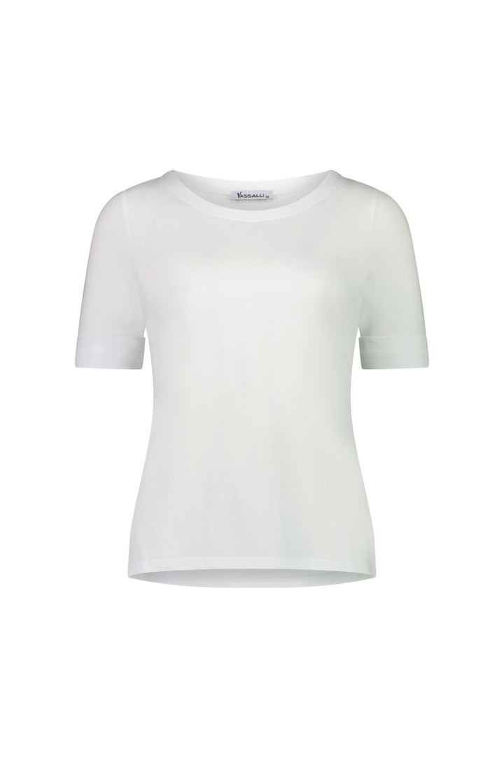 4262 White - Boat Neck Top - Vassalli