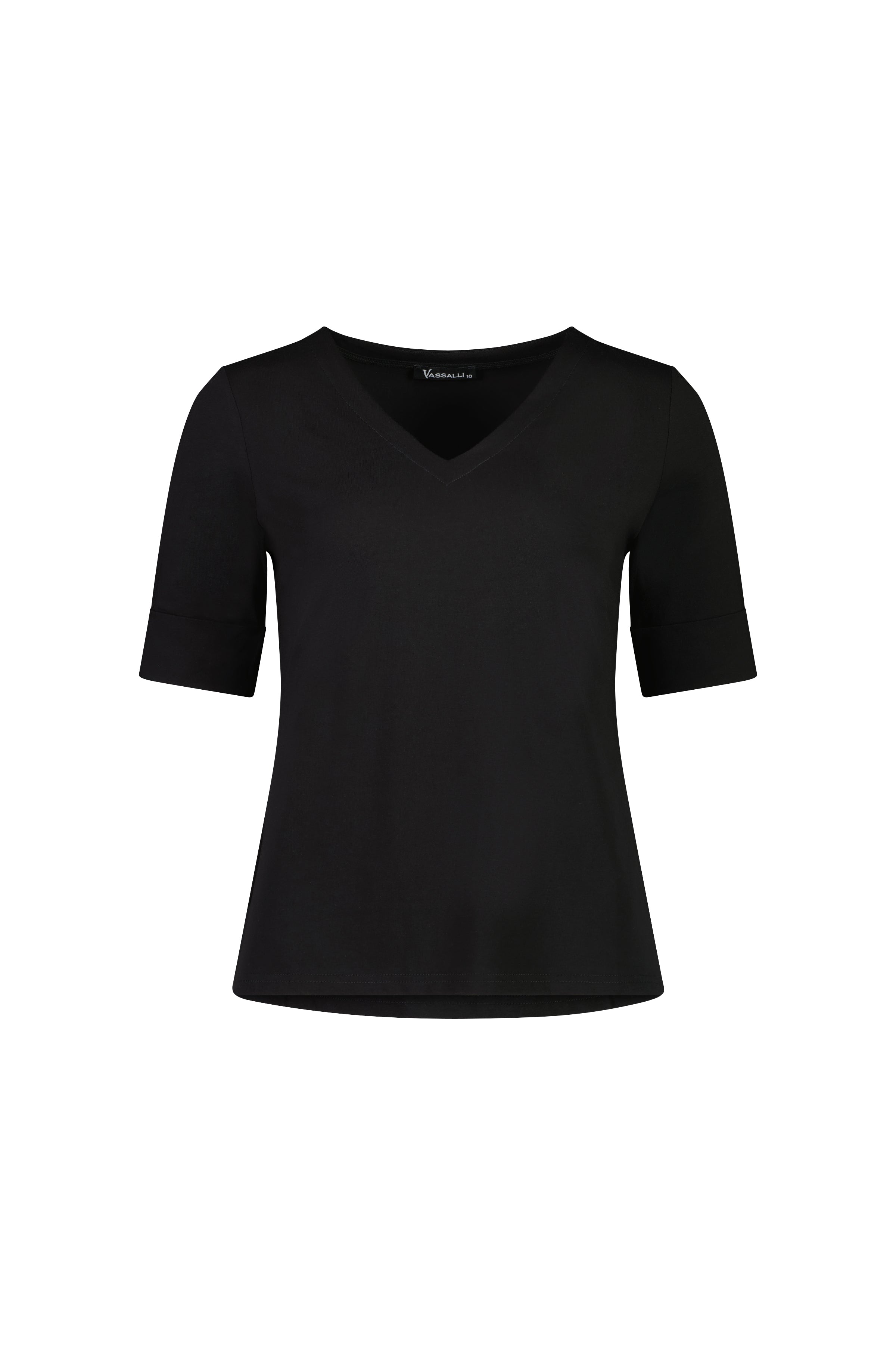 4264 Black - V Neck Top - Vassalli
