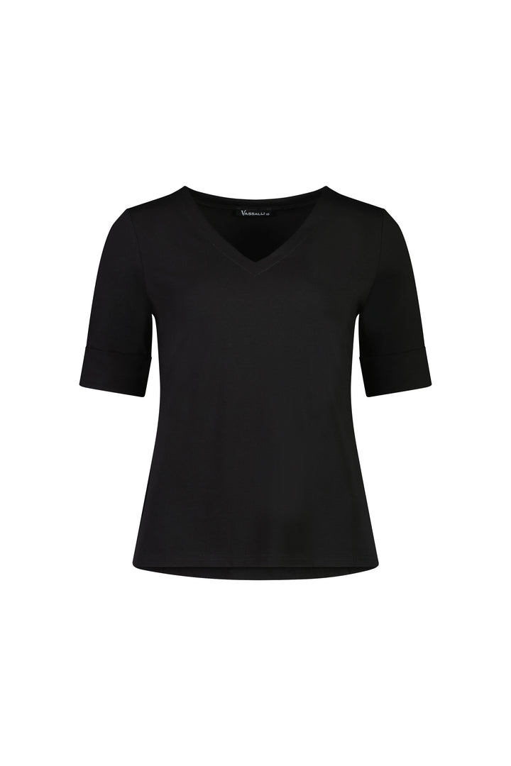 4264 Black - V Neck Top - Vassalli