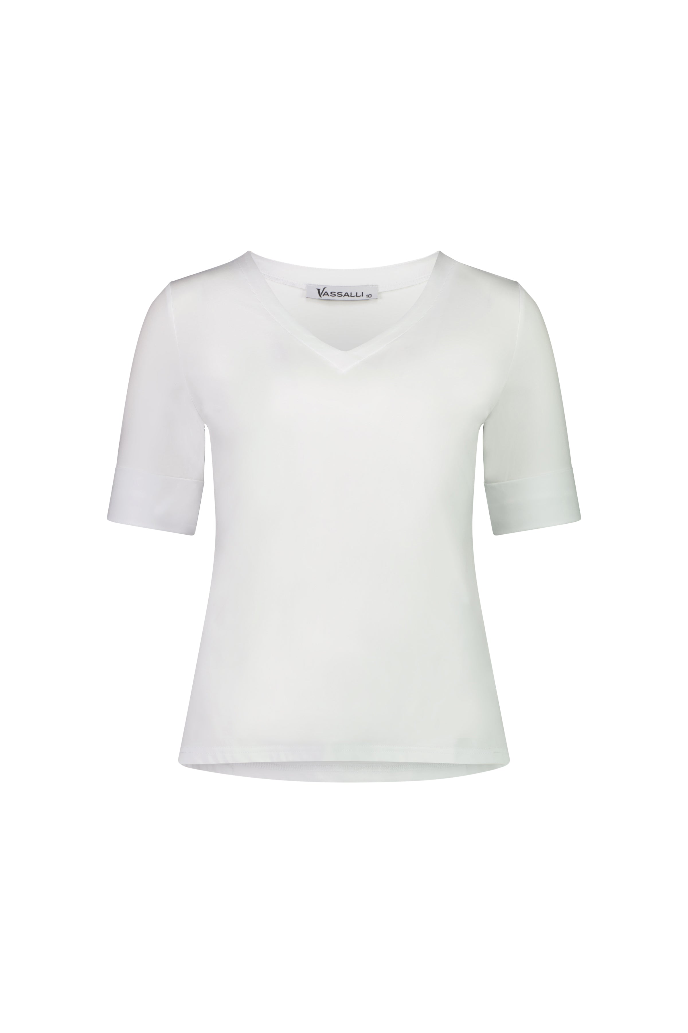 4264 White - V Neck Top - Vassalli