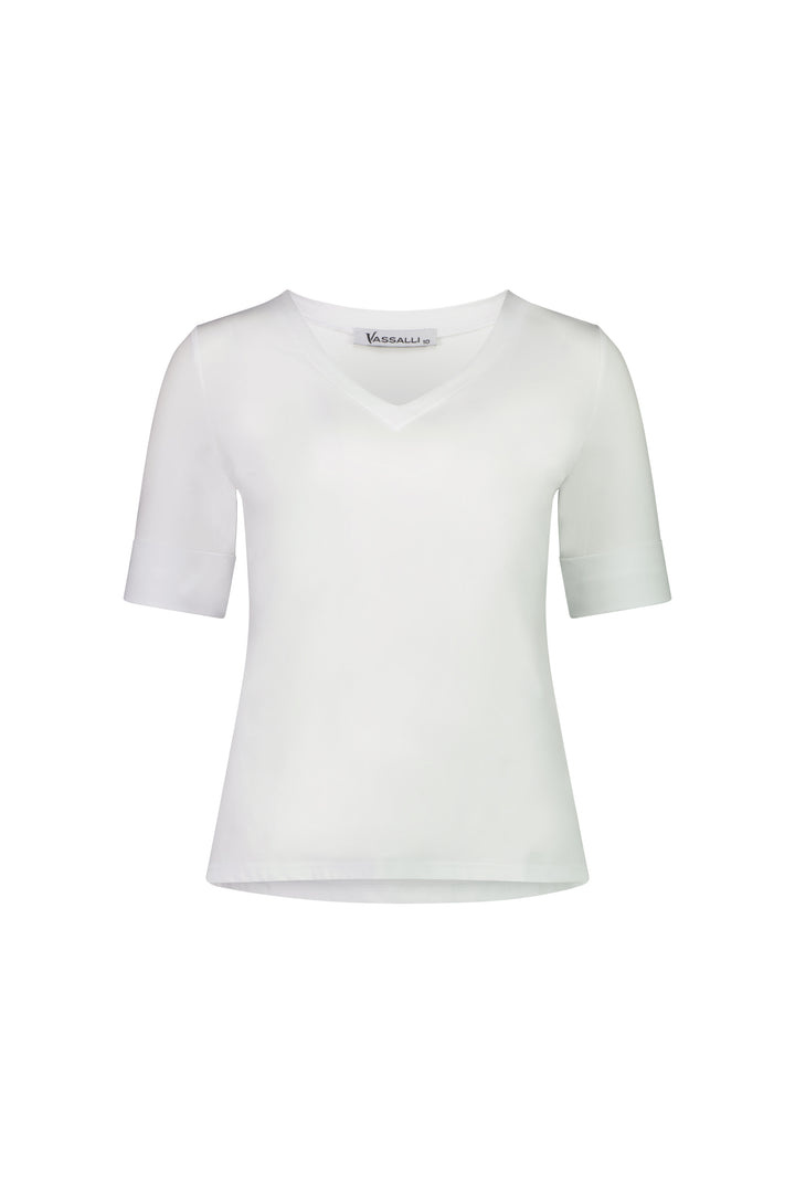 4264 White - V Neck Top - Vassalli