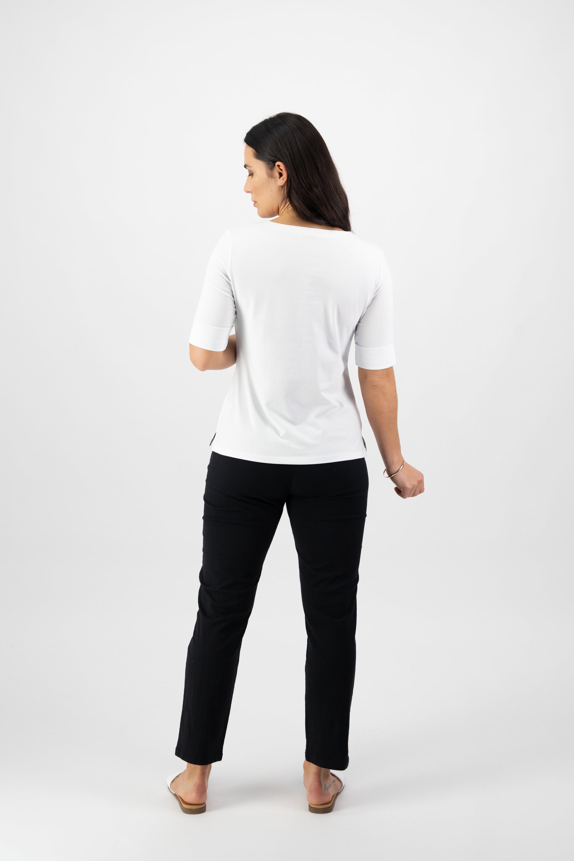 4264 White - V Neck Top - Vassalli