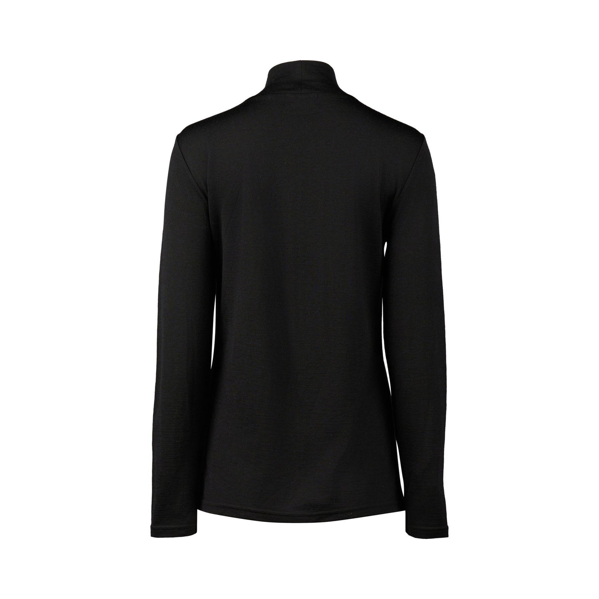 4287 Black - 100% Merino Basic Long Sleeve Polo Neck Top - Vassalli