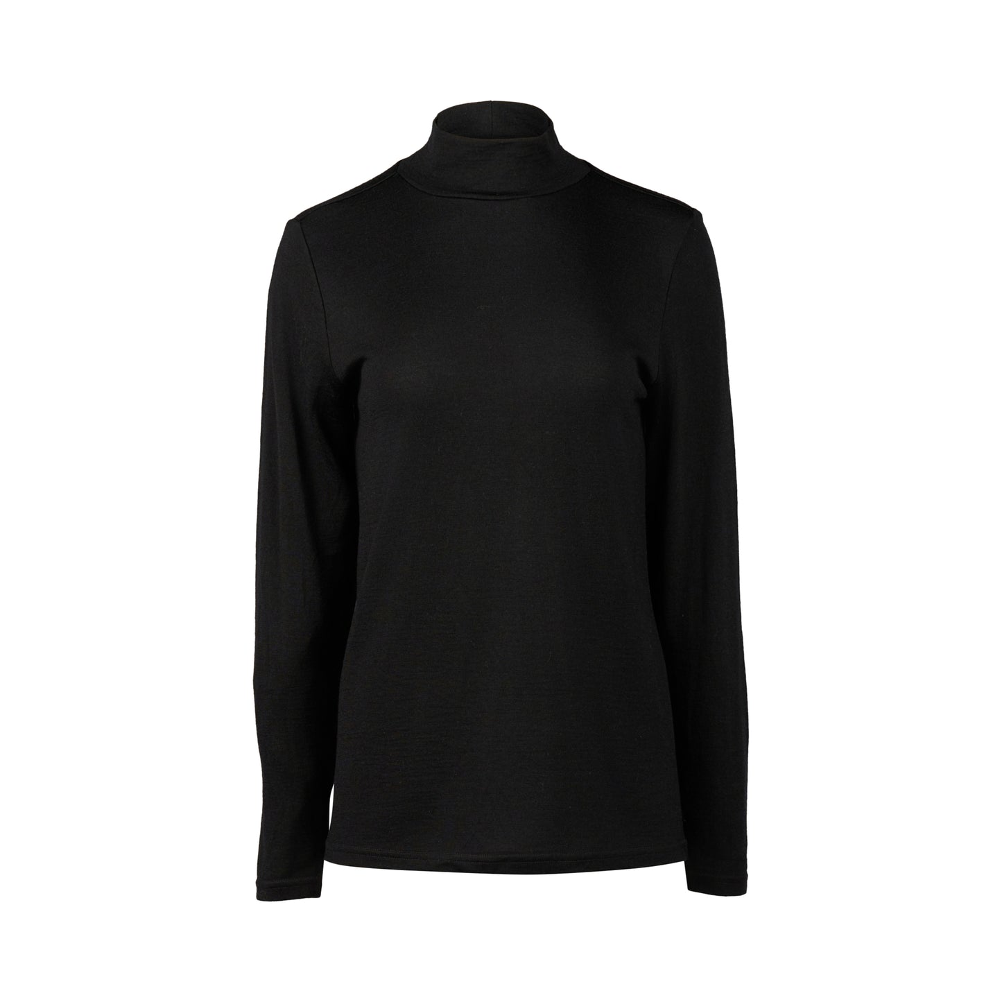 4287 Black - 100% Merino Basic Long Sleeve Polo Neck Top - Vassalli