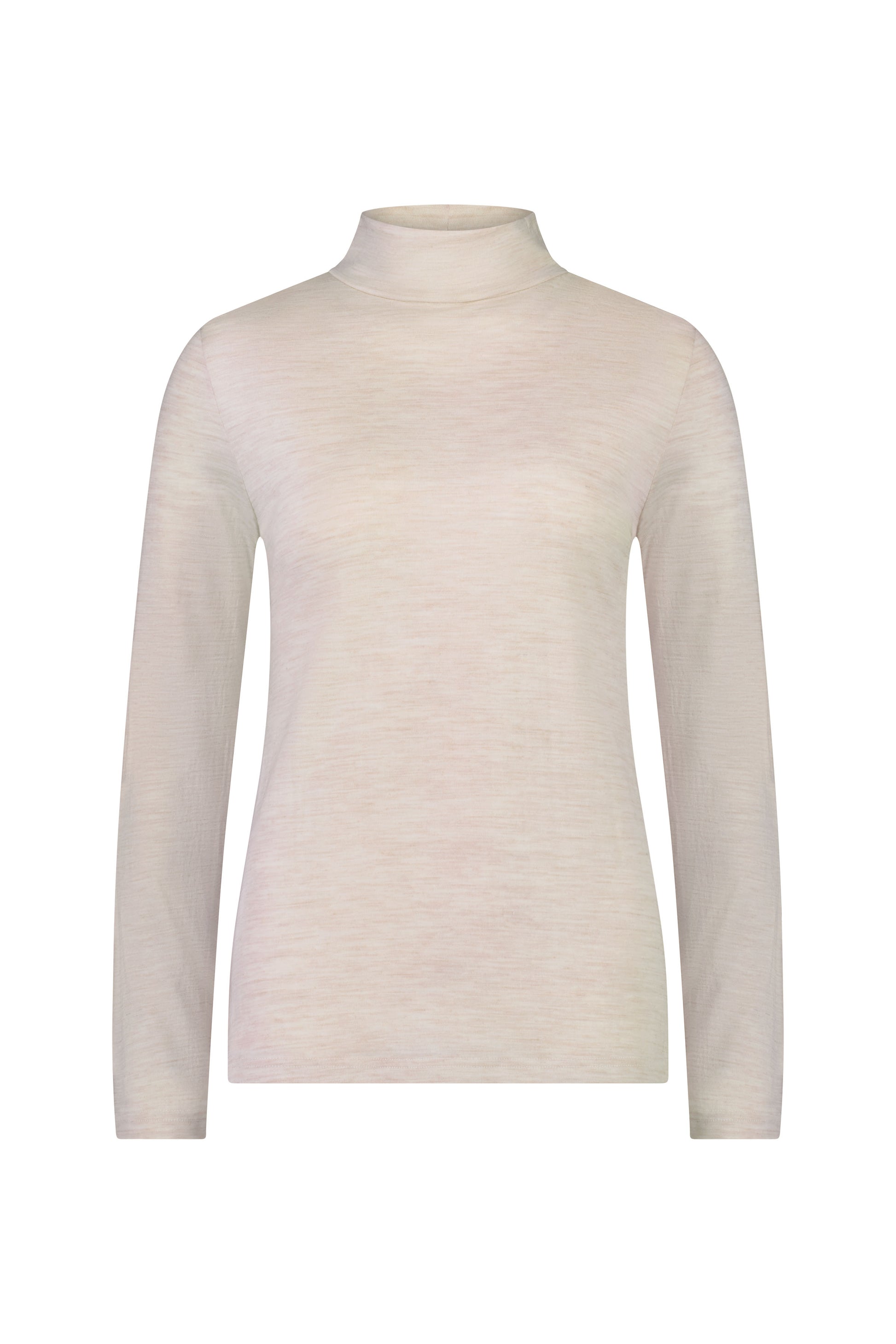 4287 Coconut Marle - 100% Merino Basic Long Sleeve Polo Neck Top - Vassalli