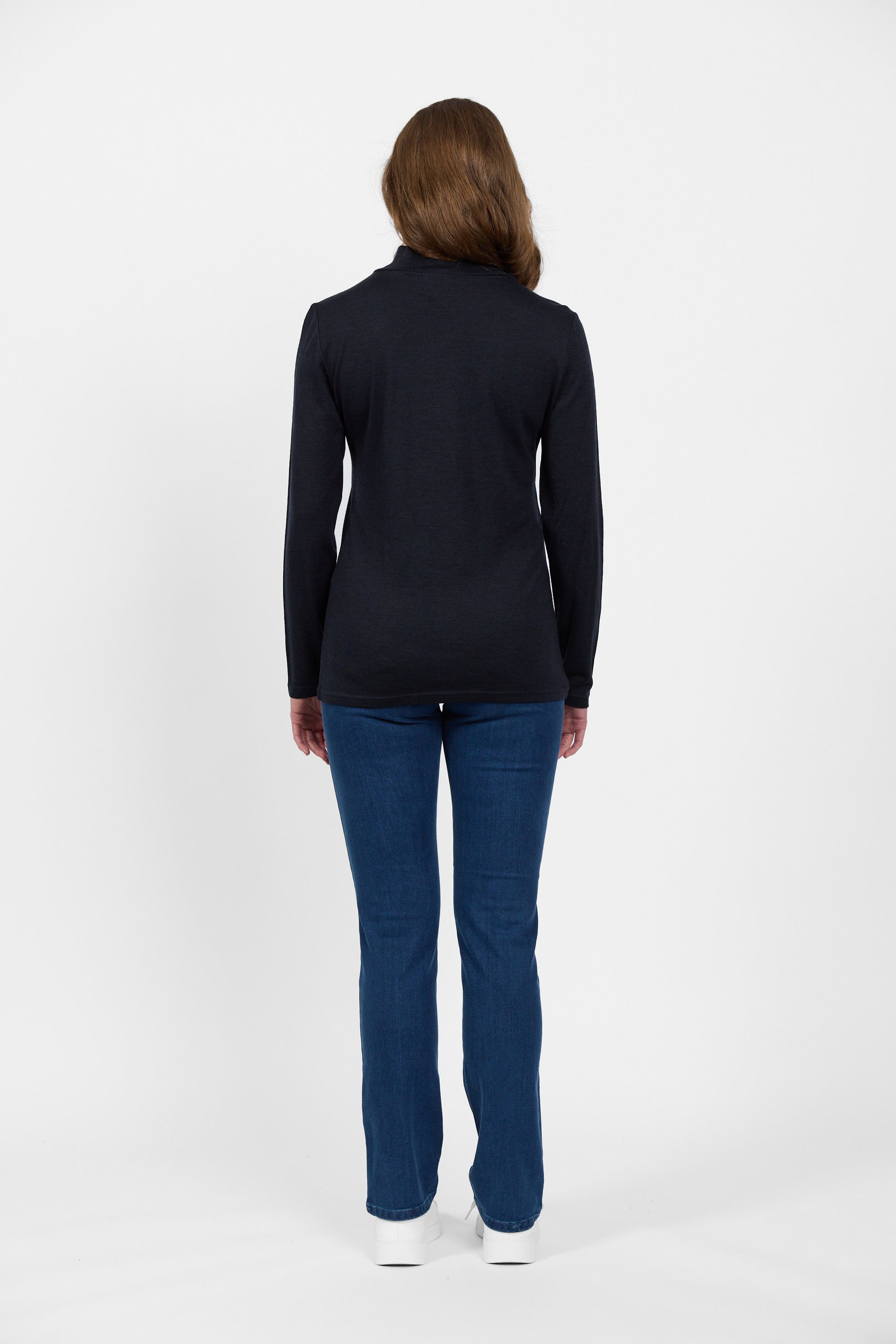 4287 Midnight - 100% Merino Basic Long Sleeve Polo Neck Top - Vassalli