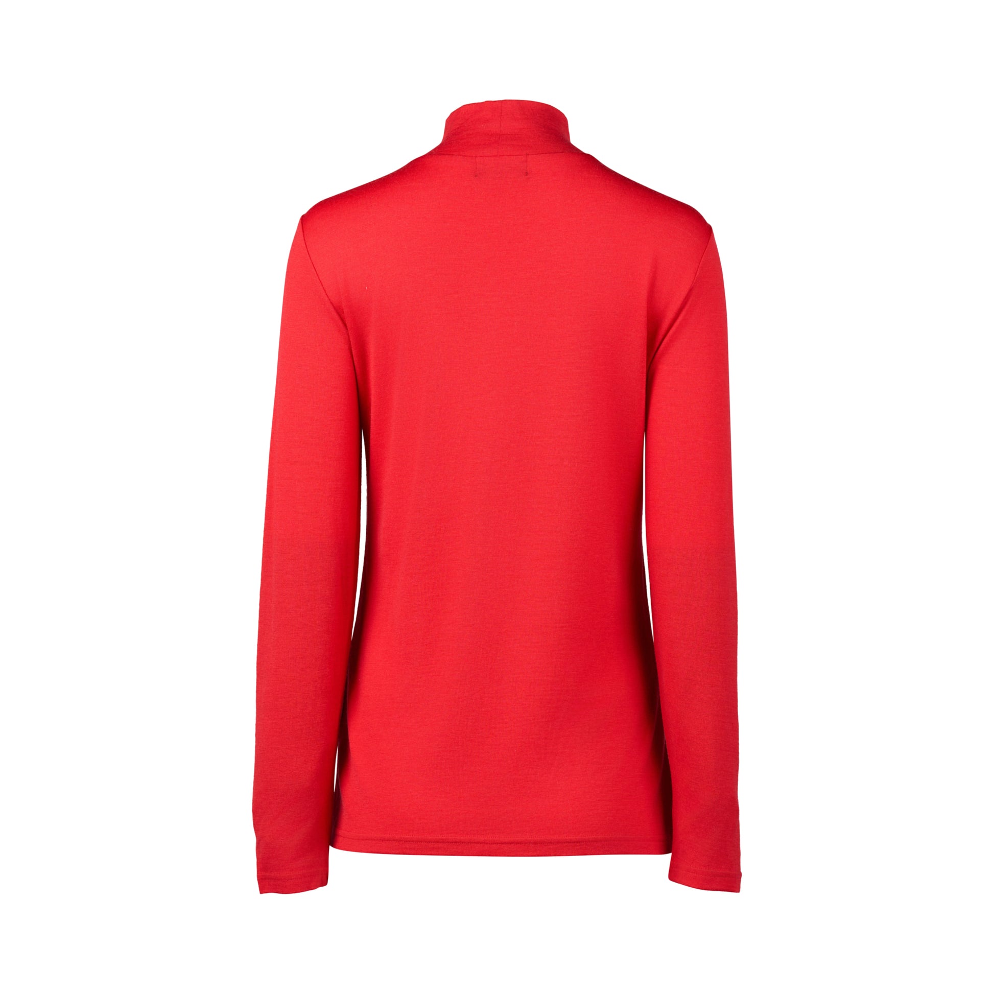 4287 Scarlet - 100% Merino Basic Long Sleeve Polo Neck Top - Vassalli