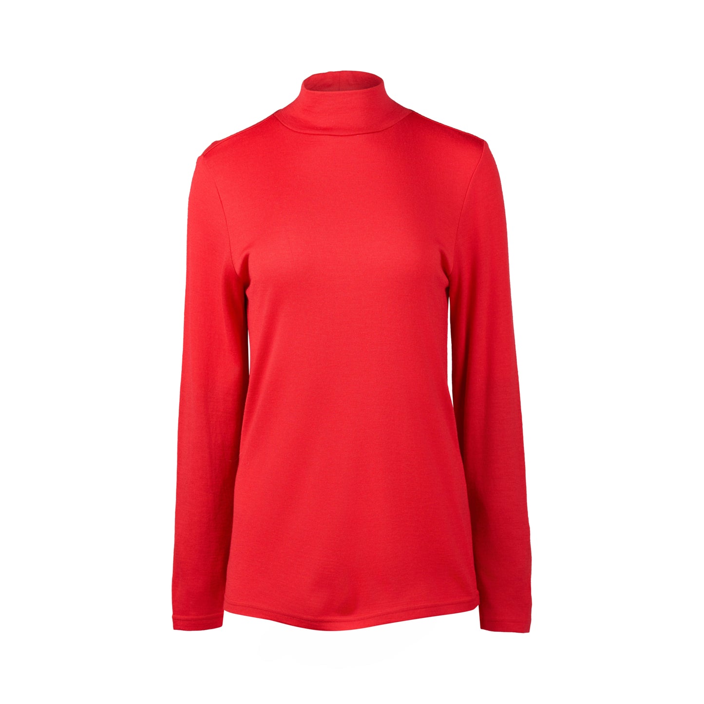 4287 Scarlet - 100% Merino Basic Long Sleeve Polo Neck Top - Vassalli