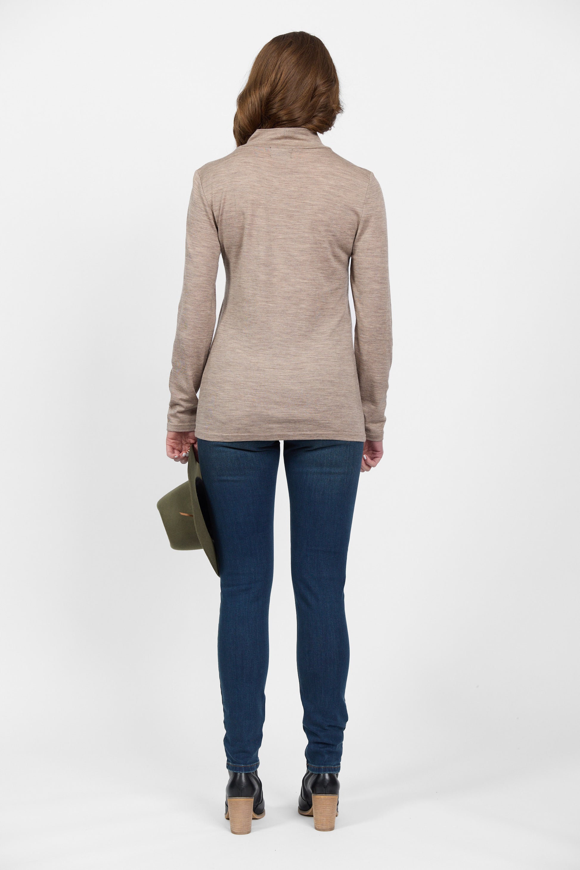 4287 Twig - 100% Merino Basic Long Sleeve Polo Neck Top - Vassalli