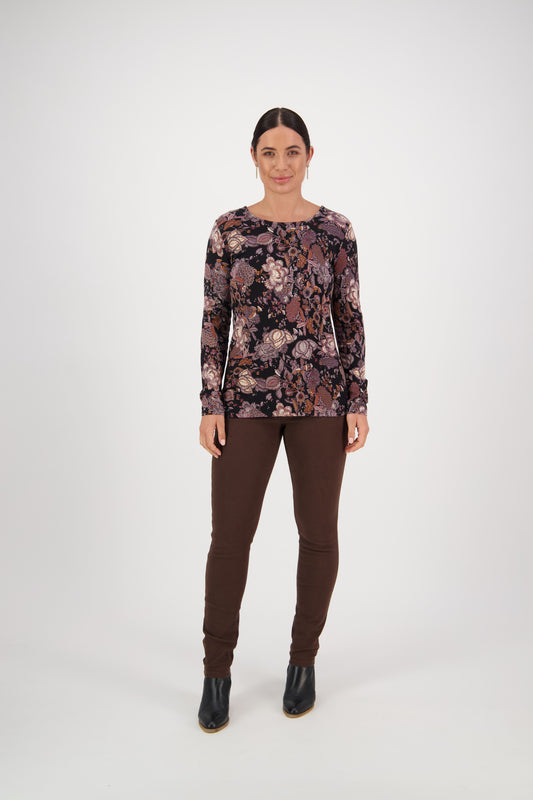 4310 Vintage - Long Sleeve Round Neck Printed Knit Top - Vassalli