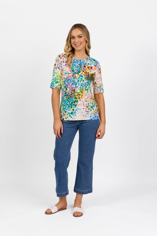 4329 Splash - 3/4 Sleeve Round Neck Knit Top - Vassalli