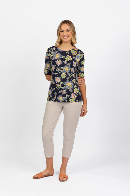 4329 Zen - 3/4 Sleeve Round Neck Knit Top - Vassalli