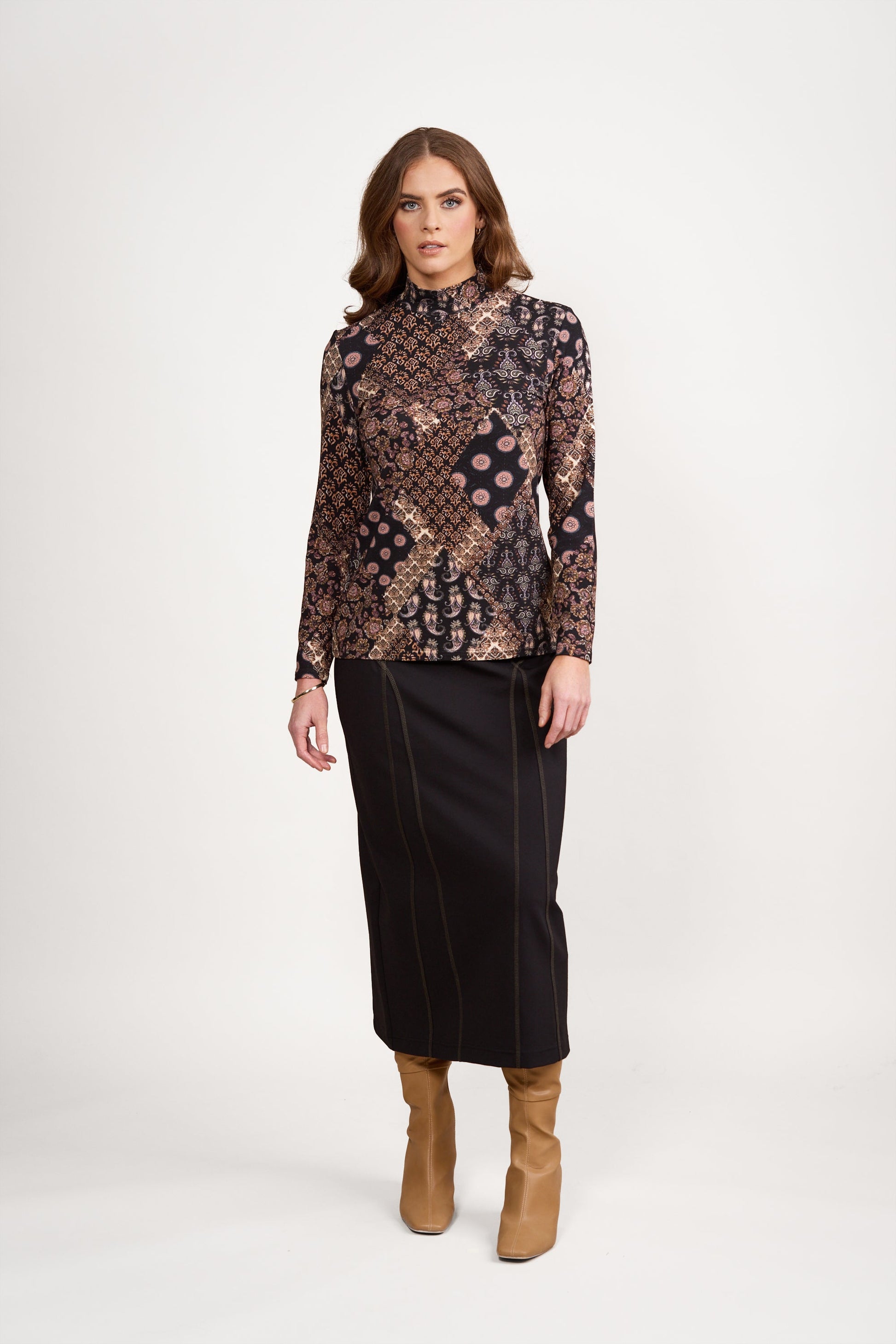 4344 Rhapsody - Long Sleeve Top with High Neck - Vassalli