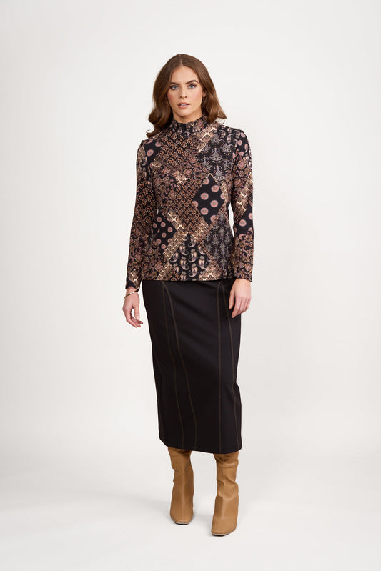 4344 Rhapsody - Long Sleeve Top with High Neck - Vassalli