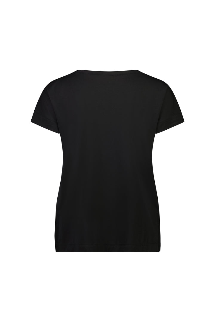 4363 Black - Drop Sleeve Top with Stepped Hem - Vassalli