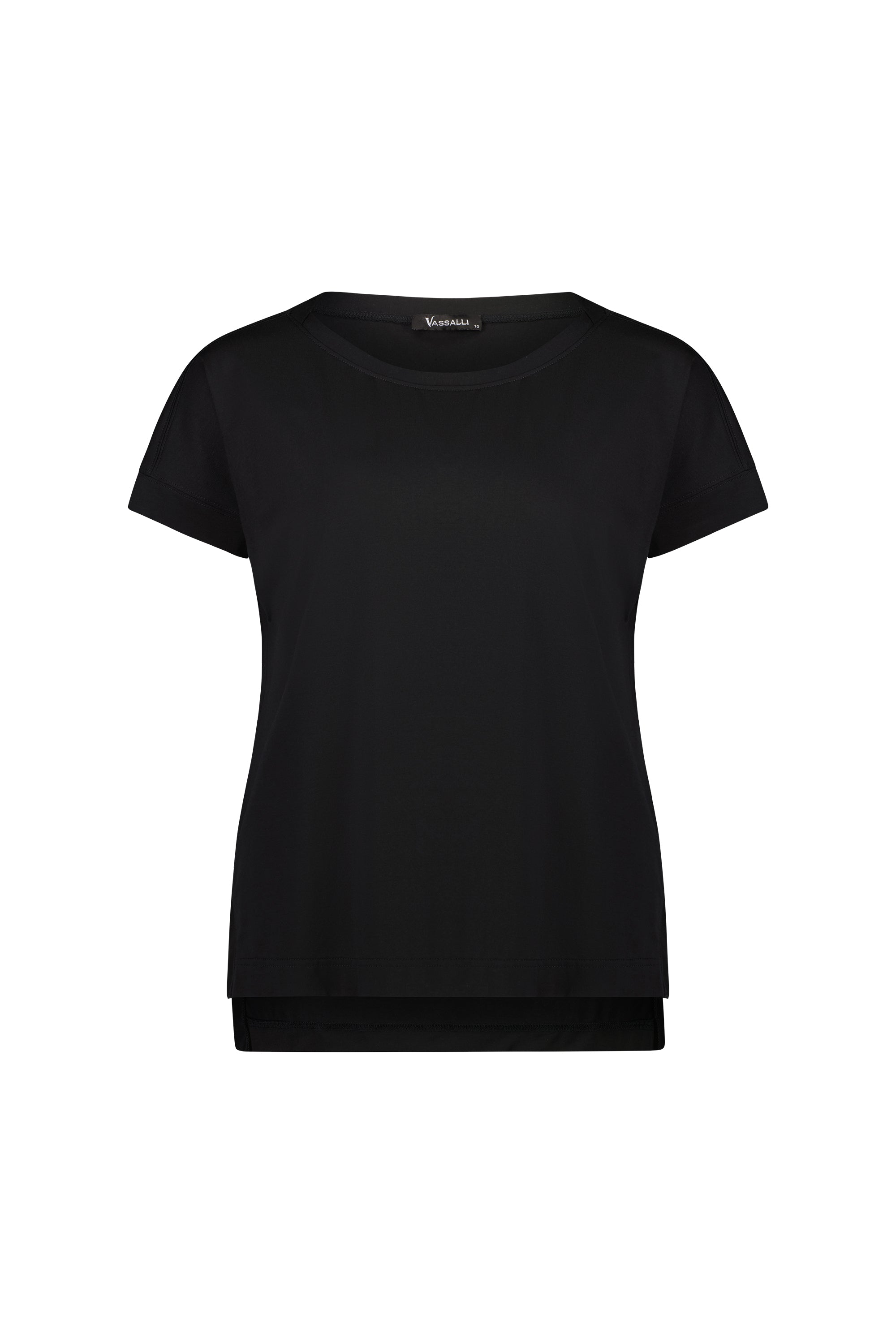 4363 Black - Drop Sleeve Top with Stepped Hem - Vassalli