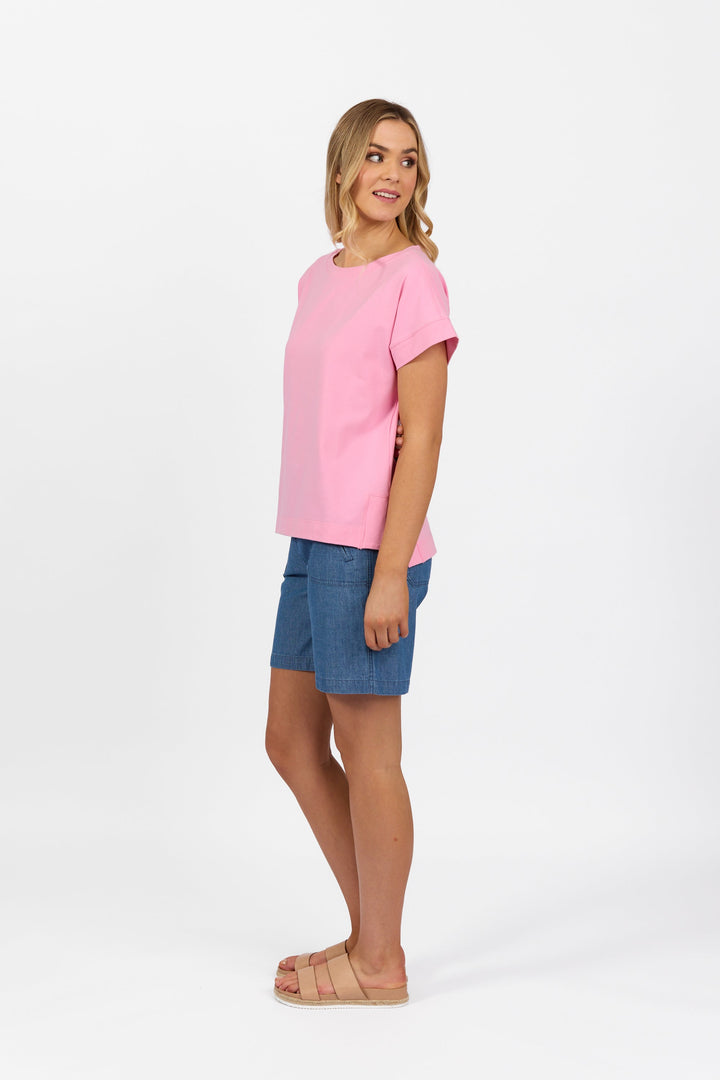 4363 Flamingo - Drop Sleeve Top with Stepped Hem - Vassalli