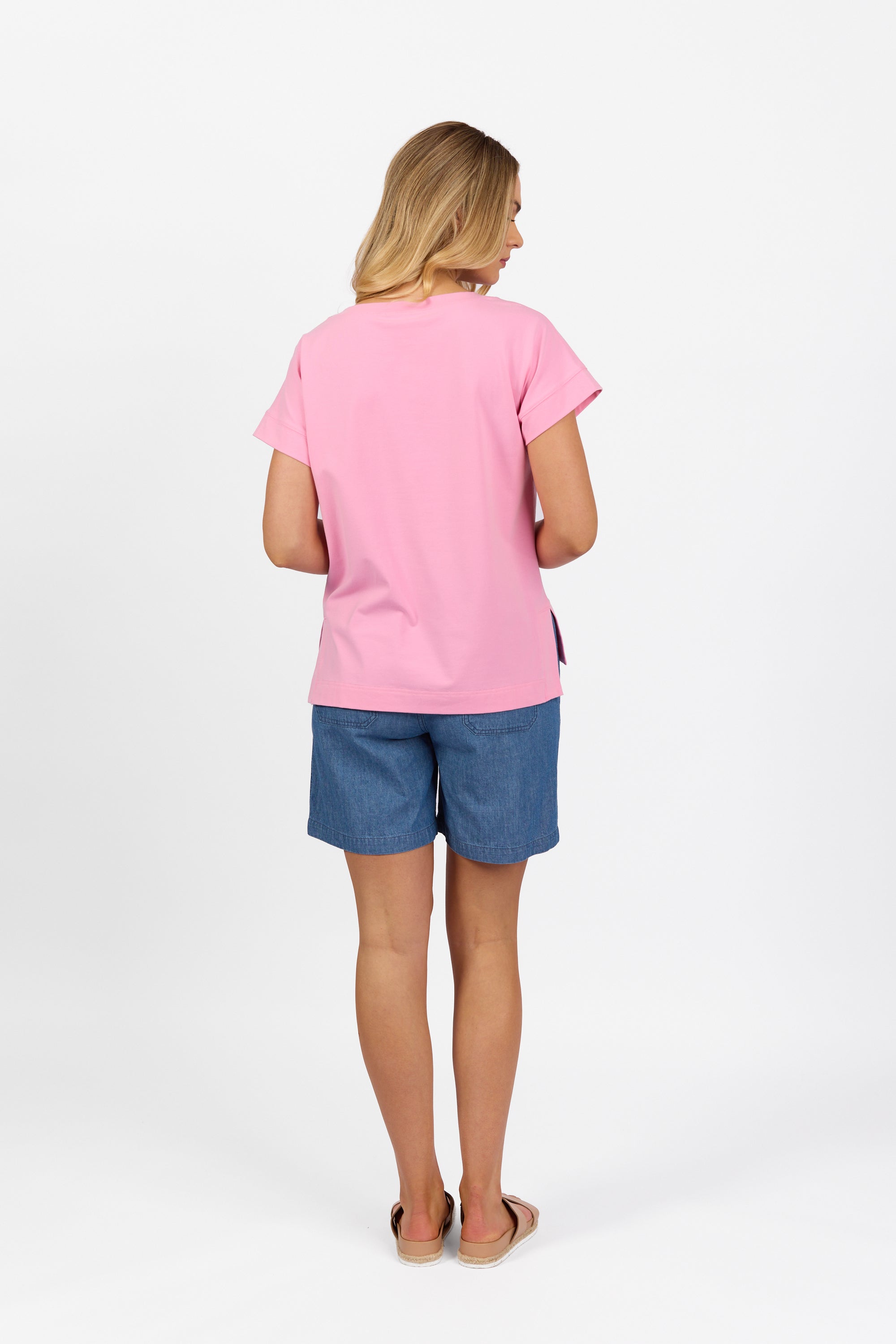 4363 Flamingo - Drop Sleeve Top with Stepped Hem - Vassalli