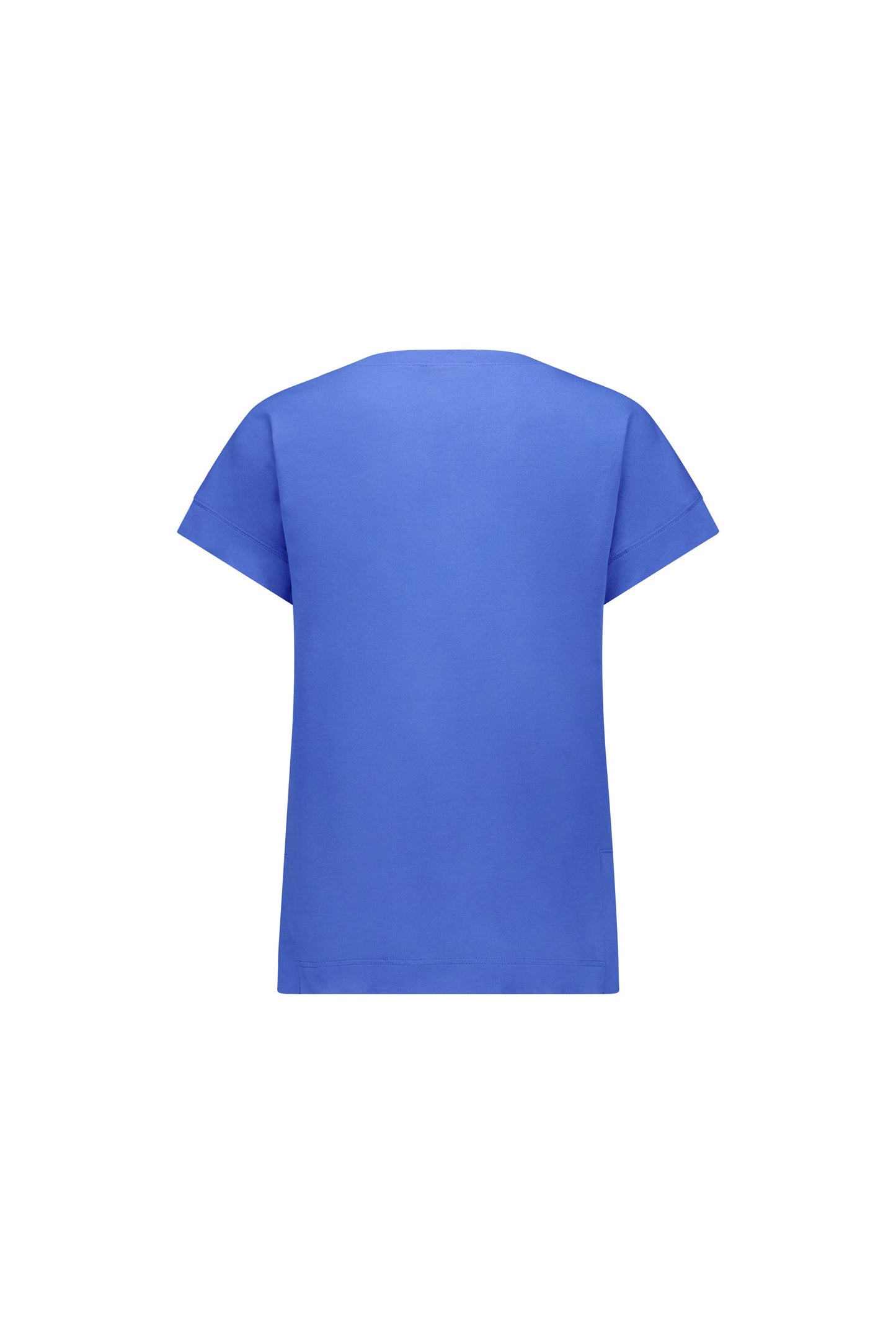 4363 French Blue - Drop Sleeve Top with Stepped Hem - Vassalli
