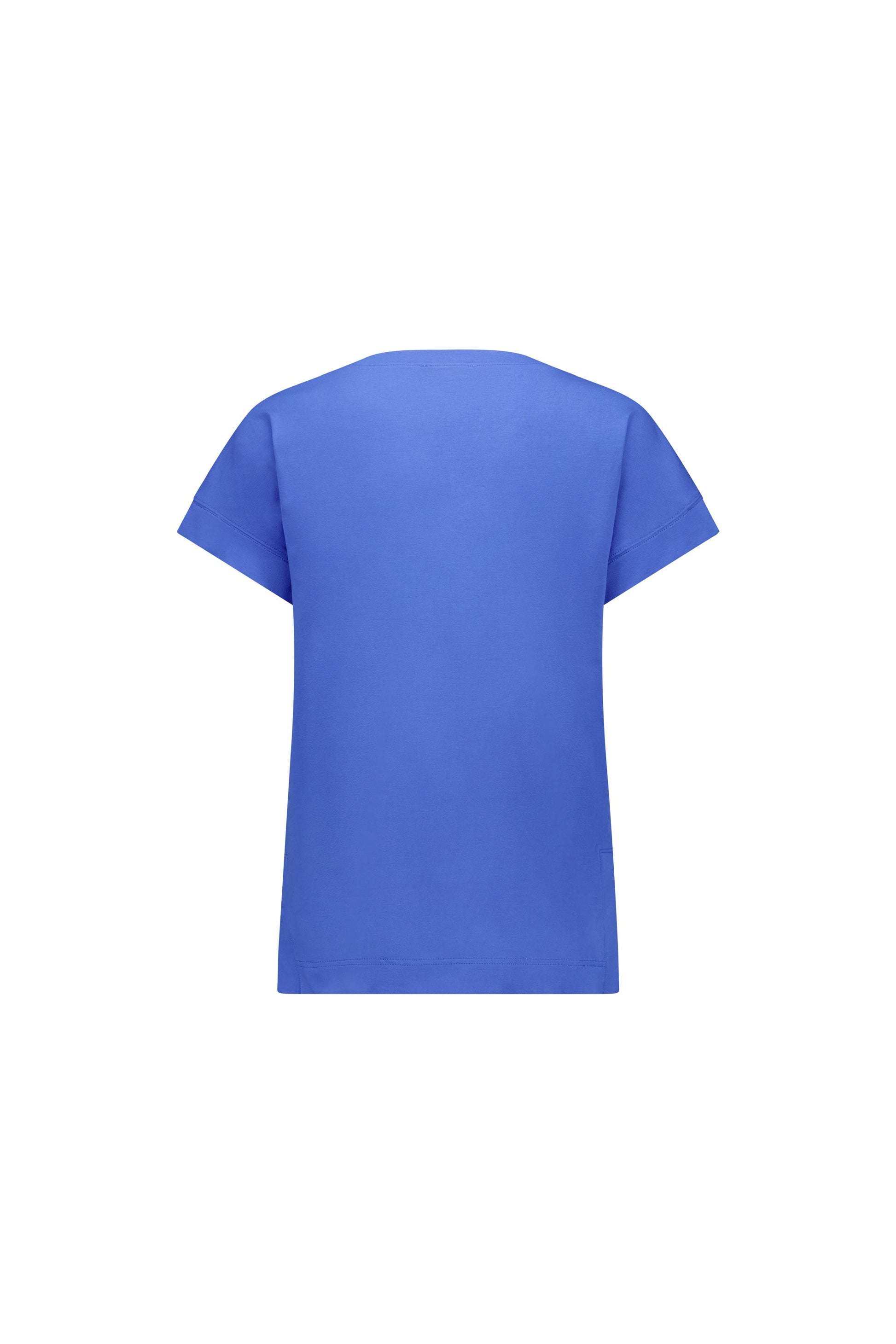 4363 French Blue - Drop Sleeve Top with Stepped Hem - Vassalli