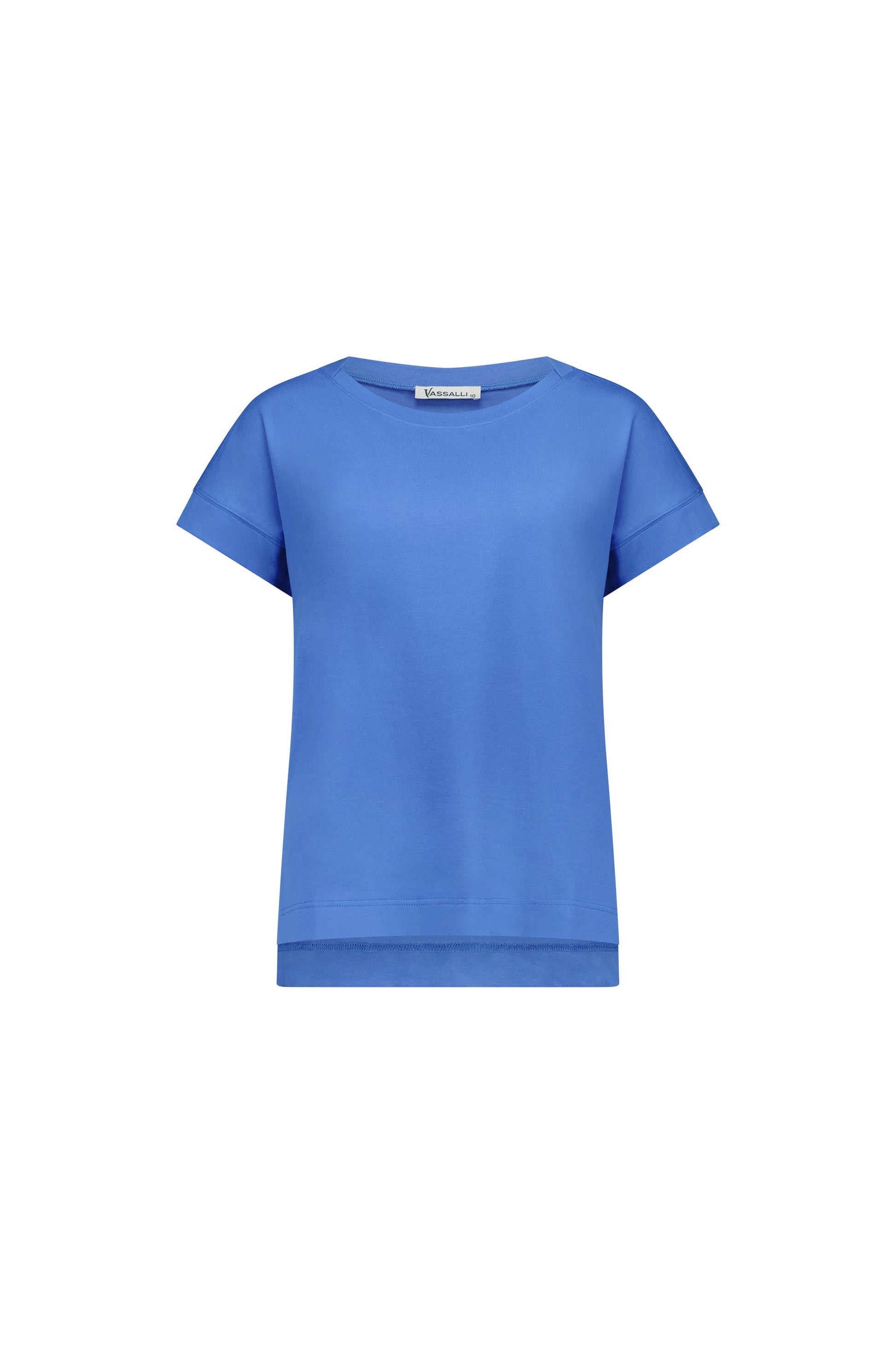 4363 French Blue - Drop Sleeve Top with Stepped Hem - Vassalli