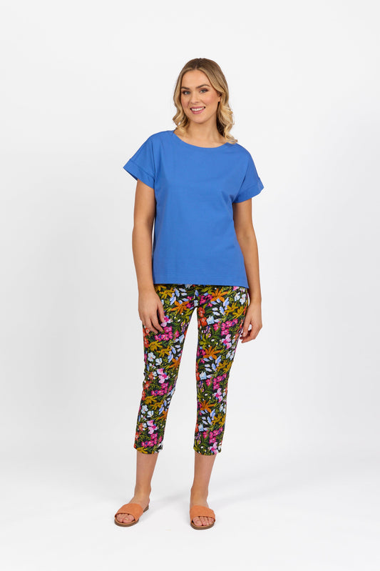 4363 French Blue - Drop Sleeve Top with Stepped Hem - Vassalli