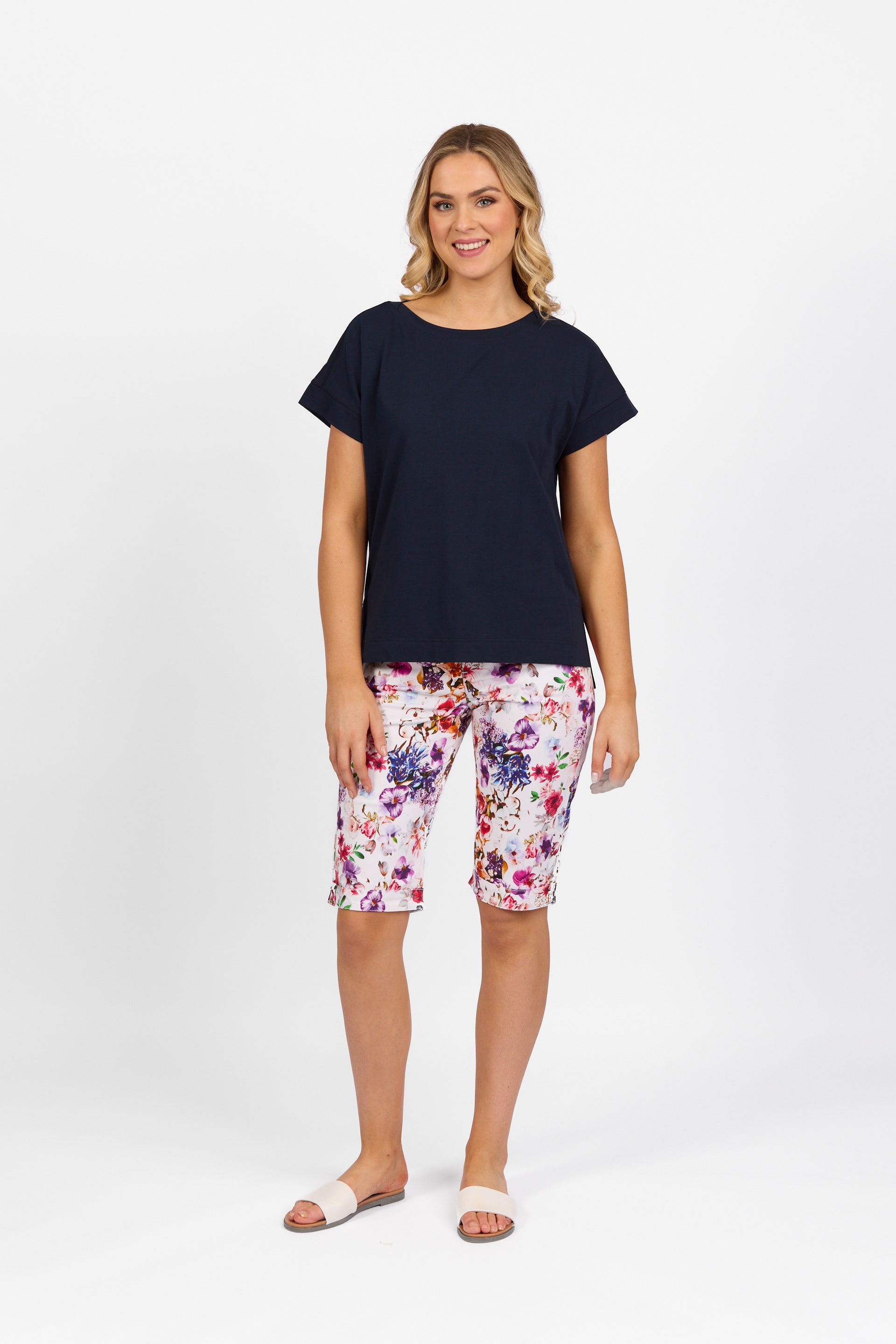 4363 Ink - Drop Sleeve Top with Stepped Hem - Vassalli