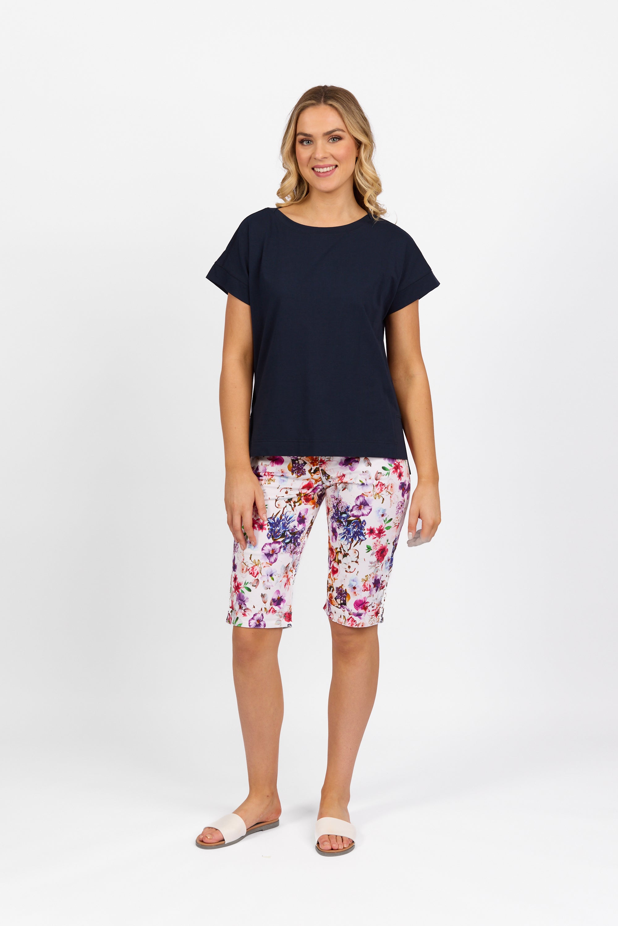 4363 Ink - Drop Sleeve Top with Stepped Hem - Vassalli