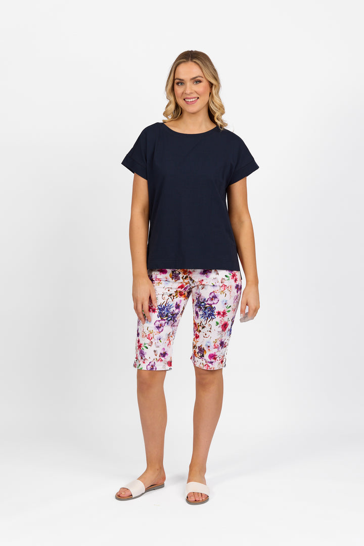 4363 Ink - Drop Sleeve Top with Stepped Hem - Vassalli