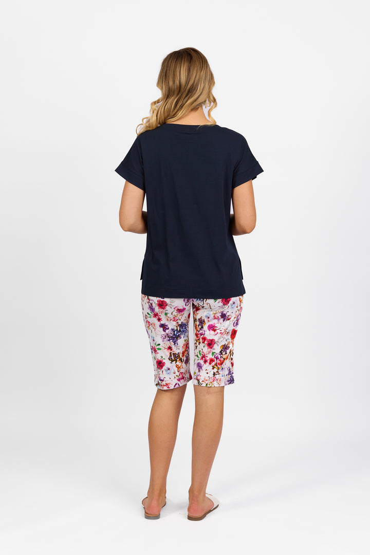 4363 Ink - Drop Sleeve Top with Stepped Hem - Vassalli