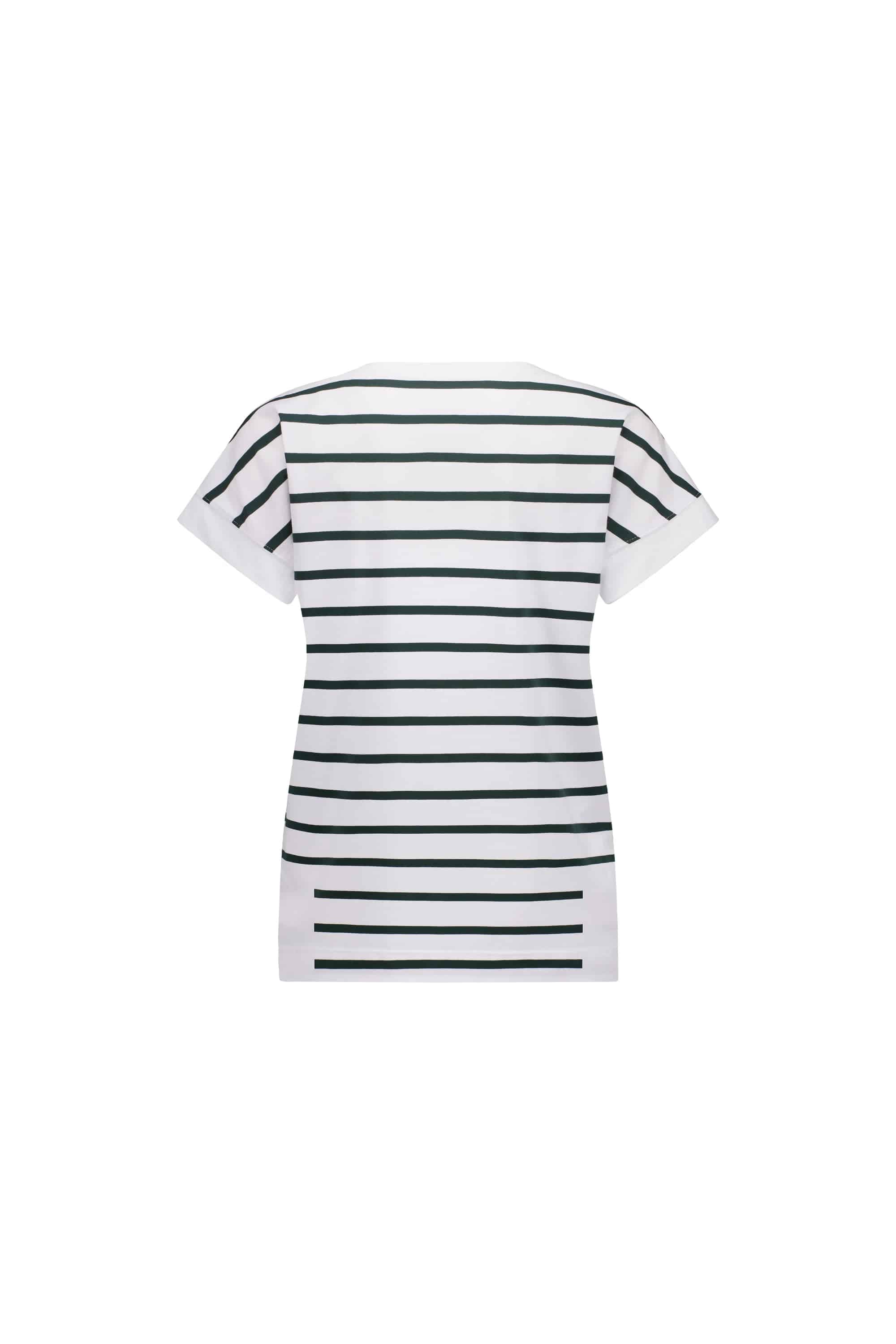 4363S Drop Sleeve Top - White/Forest Stripe - Vassalli