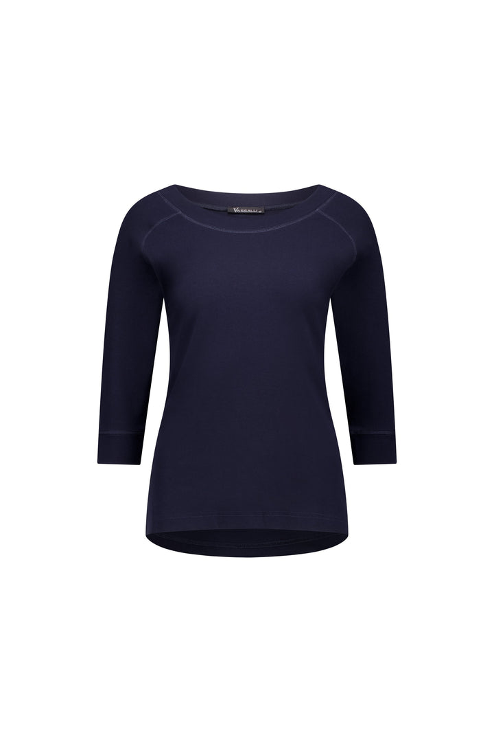 4381 Ink - Boat Neck 3/4 Sleeve Top - Vassalli