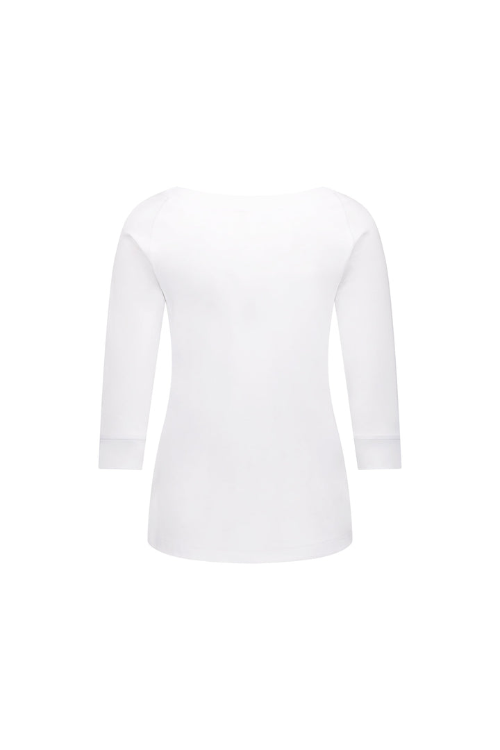 4381 White - Boat Neck 3/4 Sleeve Top - Vassalli