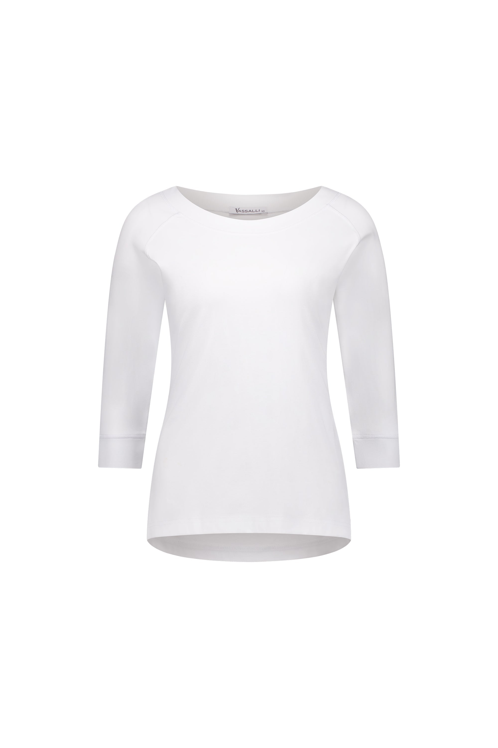4381 White - Boat Neck 3/4 Sleeve Top - Vassalli