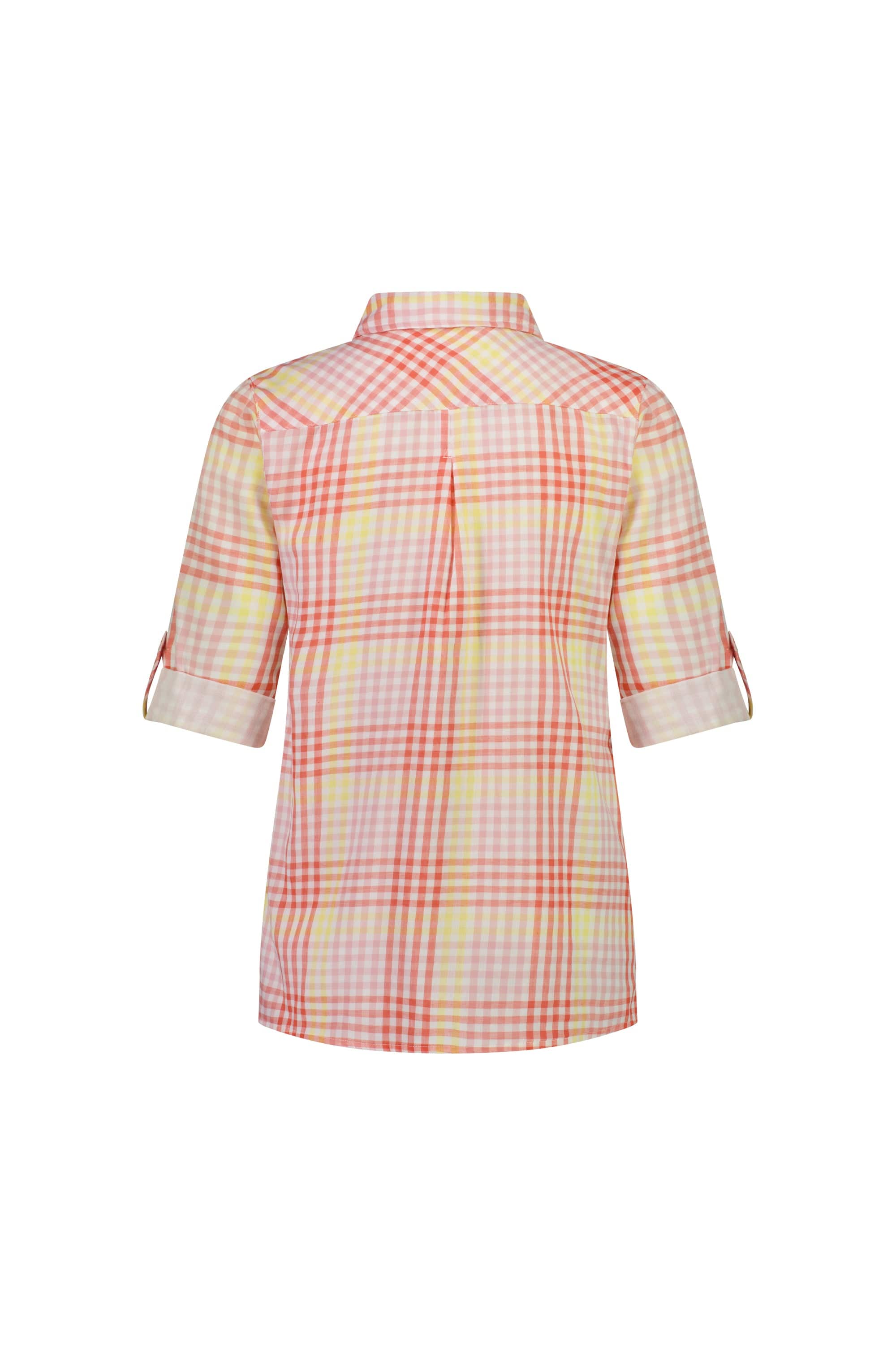 4384 Fiesta Check - Button Front Shirt with Tab Sleeve - Vassalli